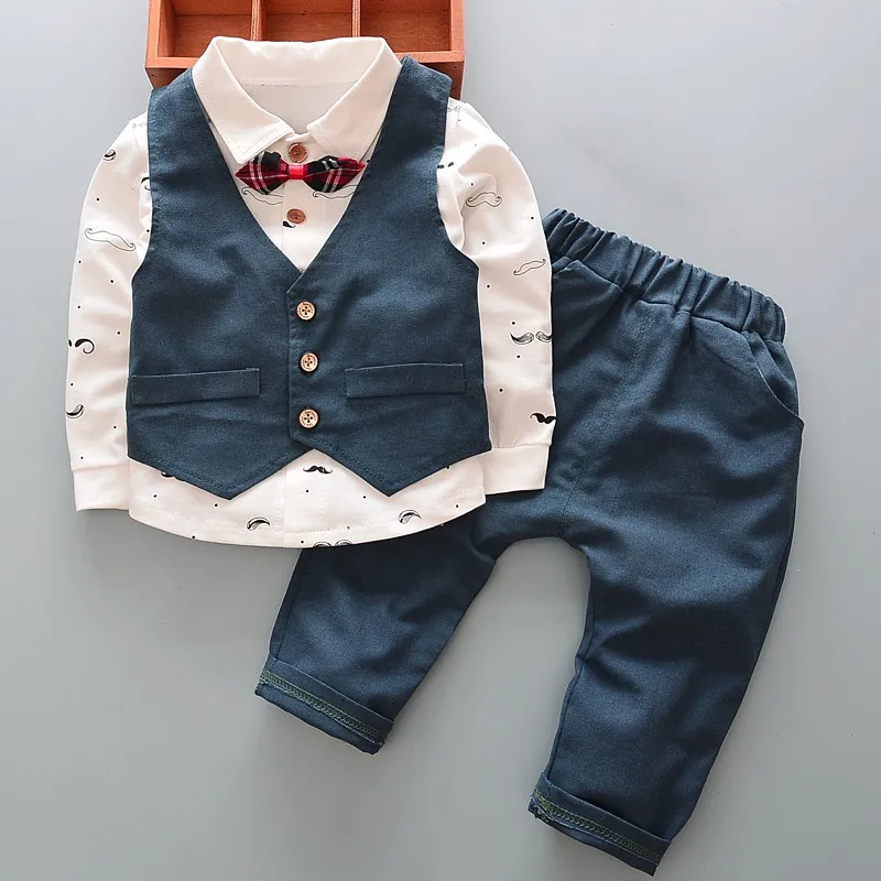 Acheter Modèles d explosion Printemps Automne New British Vent Enfants de Garçon Costume de Gentleman Enfants Manches Longues Gilet 3 pièce Ensemble