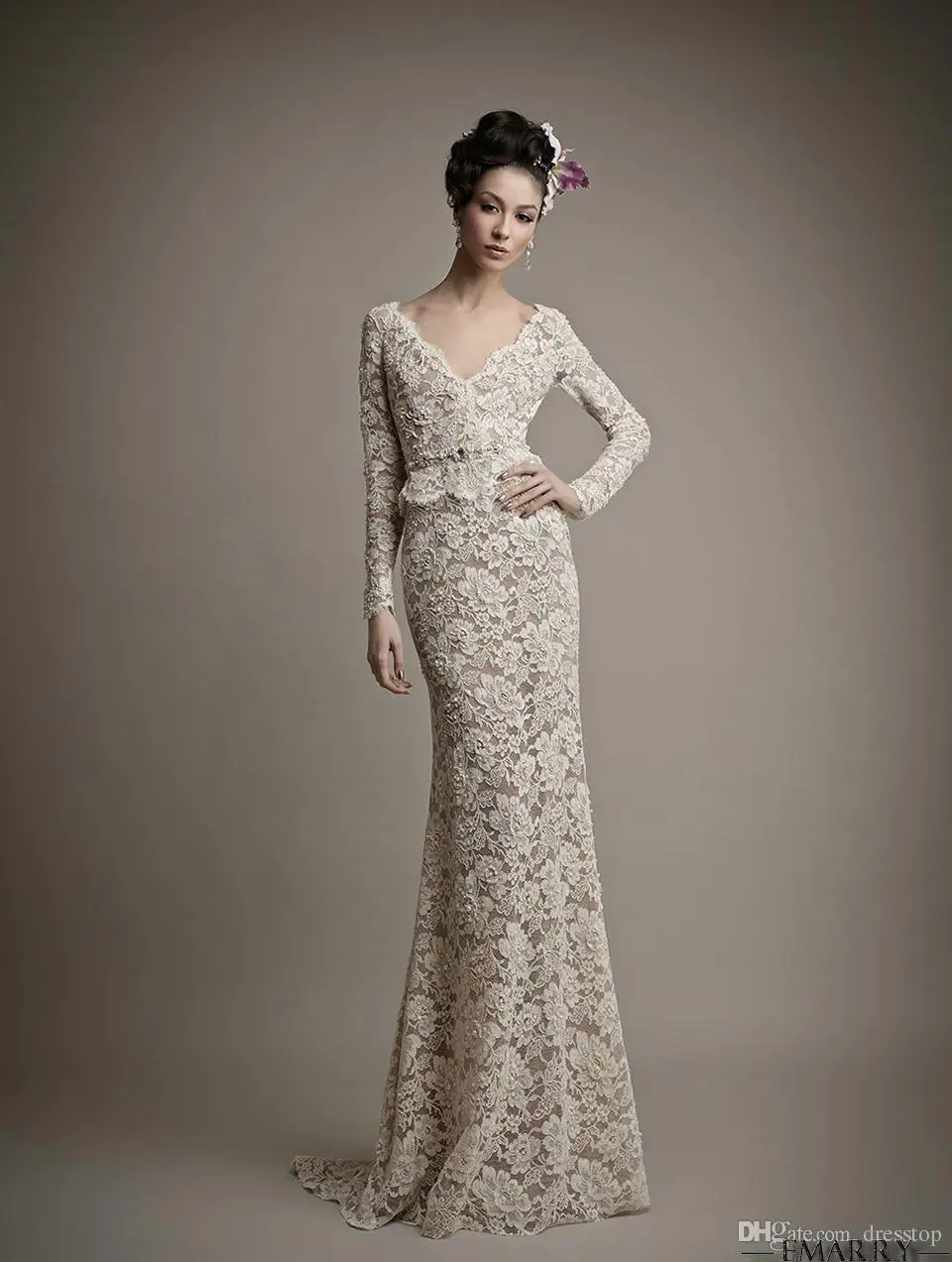 SZ179 romantico pizzo mermaid rimovibile organza gonna ...
