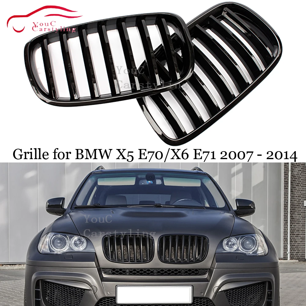 1 планка/2 плиты ABS углеродное волокно Передняя носочная решетка для BMW X5 E70 X6 E71 2007