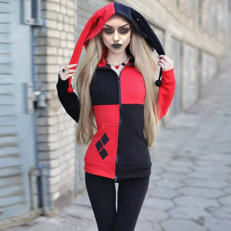 

Suicide Squad Cosplay Harley Quinn Costume Hoodies Halloween Stage New Fashion Fit Figure Costume Drop Ship