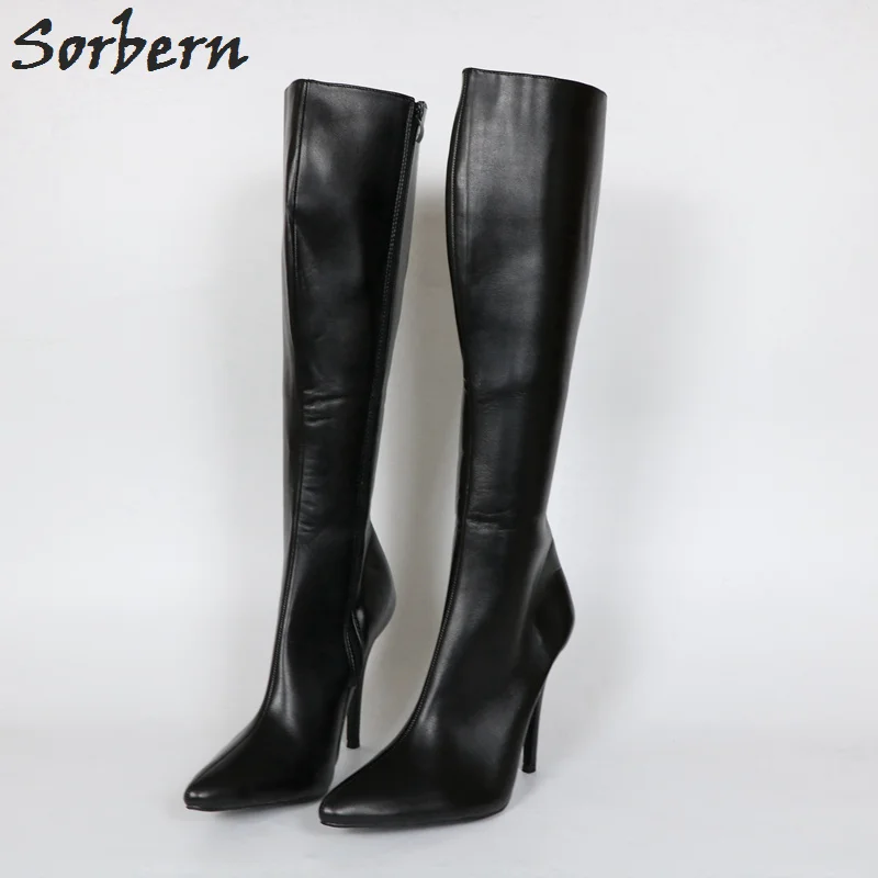 Sorbern Custom Wide Calf Boots Knee High Big Size 46 Pointy Toes Sexy Fetish