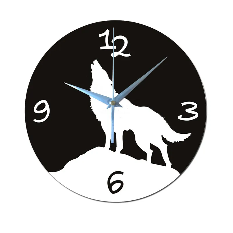 Волк новая распродажа 3d акриловые зеркальные настенные часы Современный домашний Декор Гостиная натюрморт наклейка для настенных часов кварцевые часы со стрелками