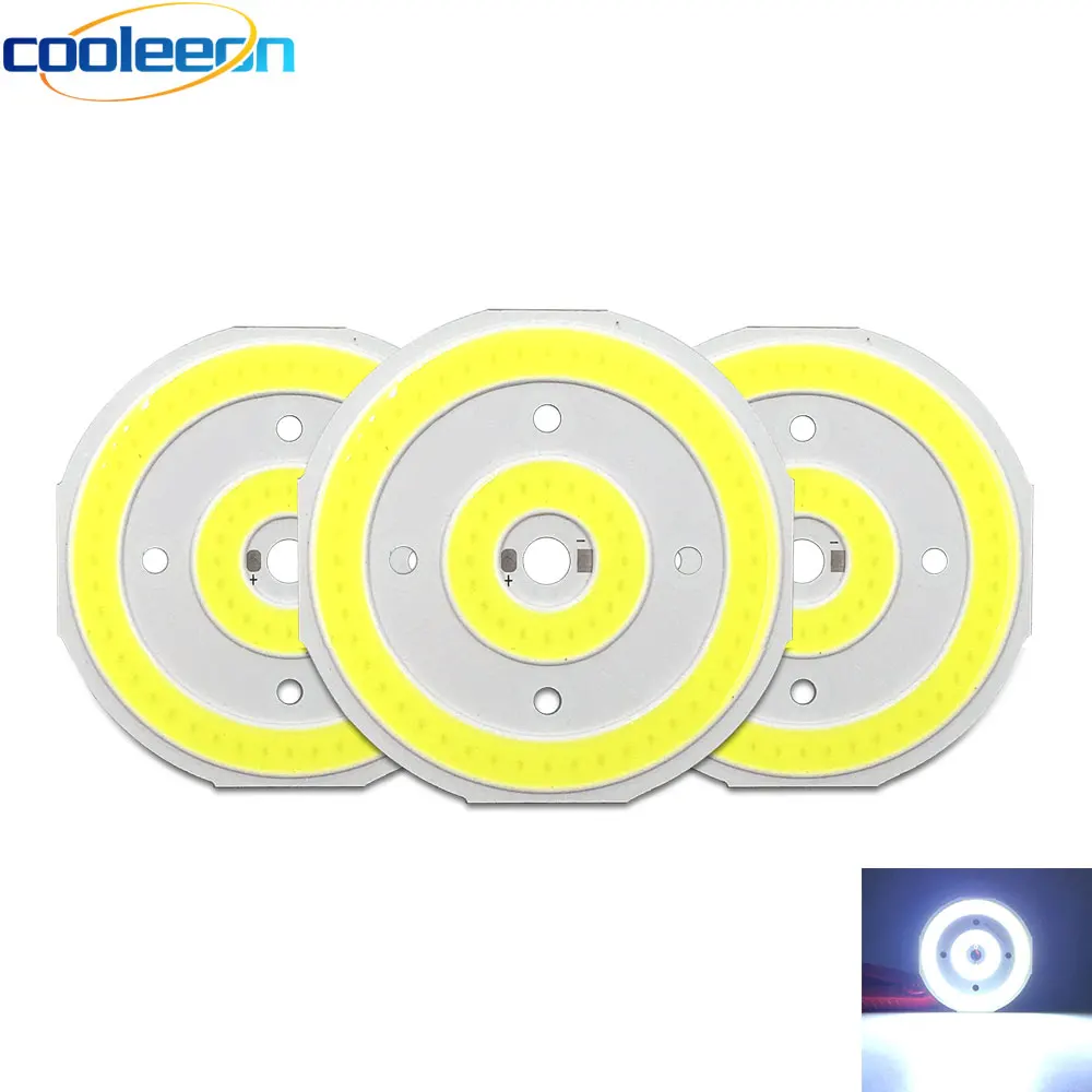 

5pcs Double Ring LED Lamp Round COB Chip DC 12V 20W LED Light Source 65mm Diameter 6500K Pure Cool White for Car Lighting DIY