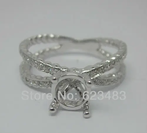 

Round cut 6mm Solid 14K White Gold Natural Diamond Semi-Mount Ring