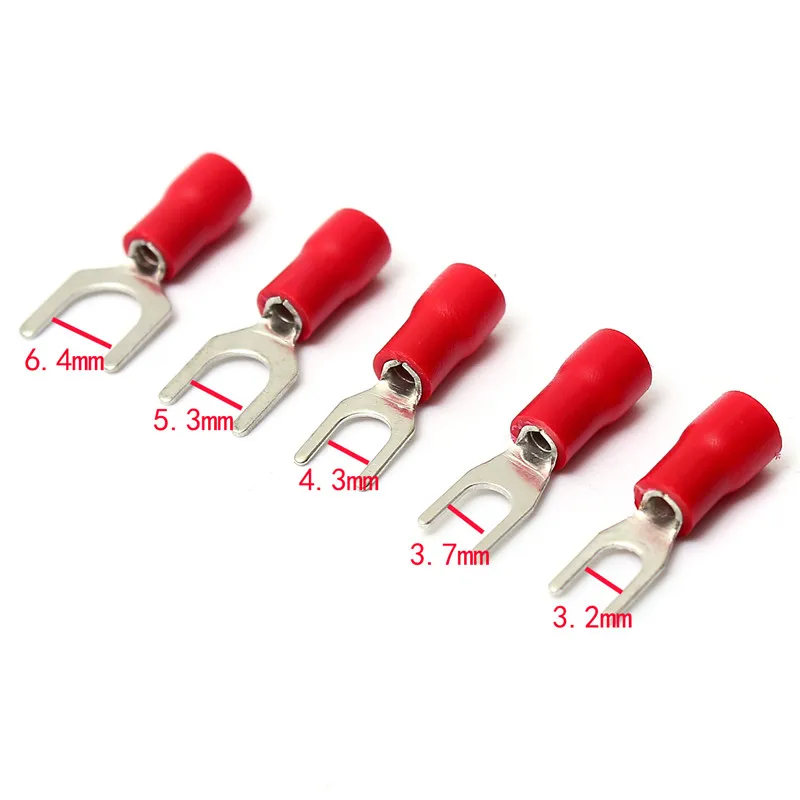Красные Изолированные вилки провода разъем электрические обжимные клеммы 22-16AWG 6,4 м 5,3 мм 4,3 мм 3,7 мм 3,2 мм 50 шт