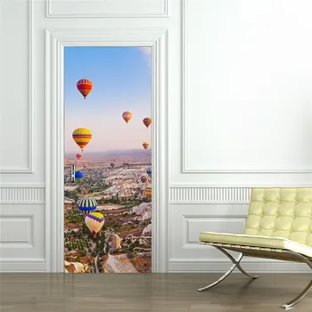 

Tourist Attraction Turkey Hot Air Balloon Wall Doors Sticker Bedroom Home Decoration Imitation 3D Door Paste Waterproof
