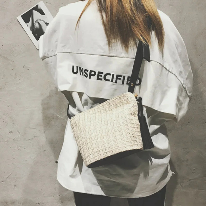 Women Tassel Beach Straw Bag Bohemian Female Summer Holiday Handbag Fashion Woven Lady Shoulder Bag Travel Mini Crossbody SS3272 (18)