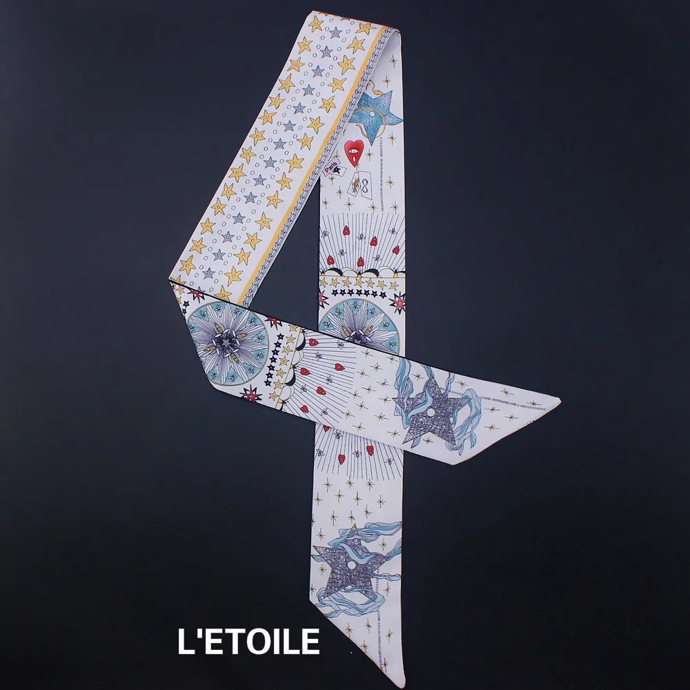 Таро серии дизайн обтягивающий шарф 12 Созвездие печати женский шелковый шарф маленькая ручка сумка ленты женские головные шарфы и палантины - Цвет: means hope