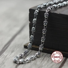 S925 Men’s Sterling Silver Necklace Personality classics Simple and generous retro series Skeleton modeling chain Send a gift