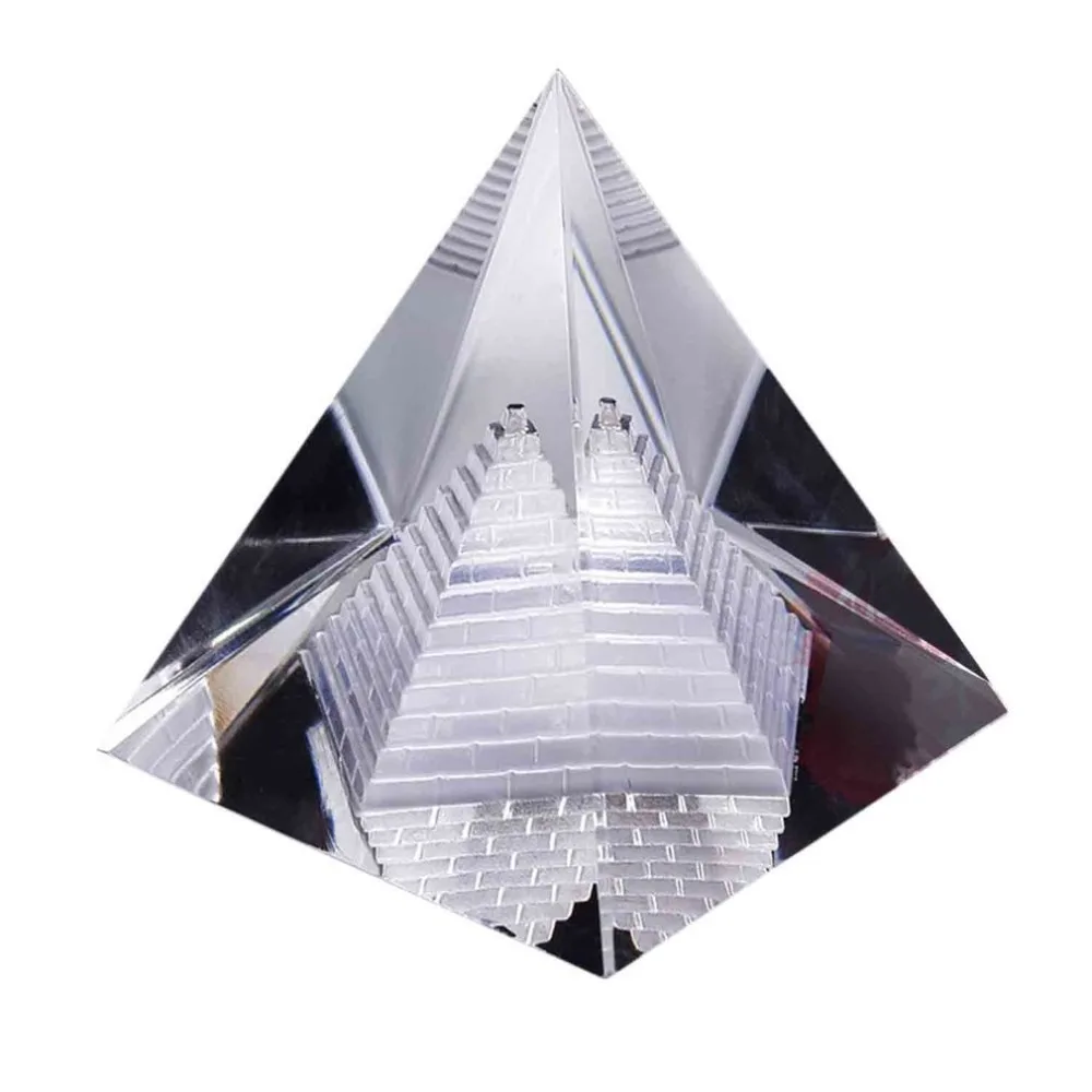 

2017 Fashion Artificial Egyptian Clear K9 Crystal Quartz Pyramid Home Office Desk Decoration Wonderful Ornament Gift For Friends