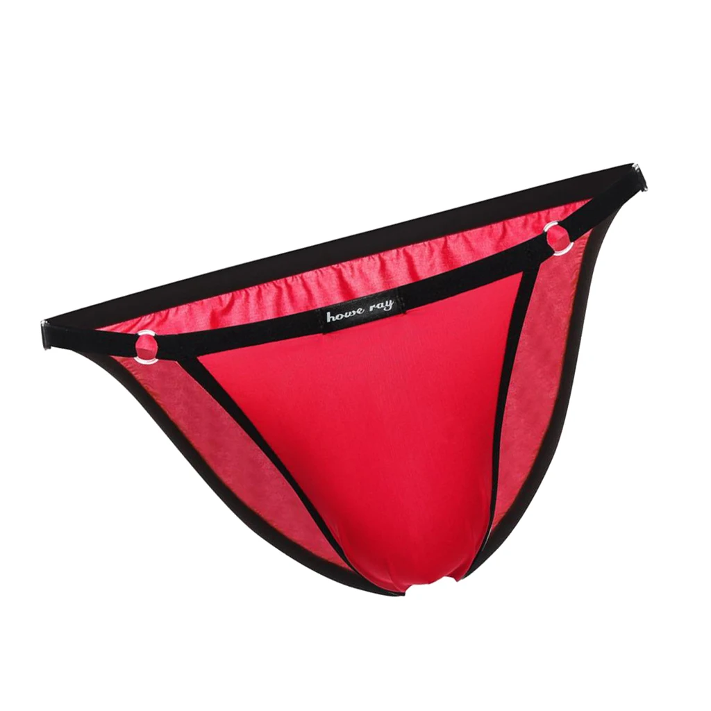 Mens Comfy Breathable Ice Silk Low Rise Briefs Underwear String Bikini Adjustable