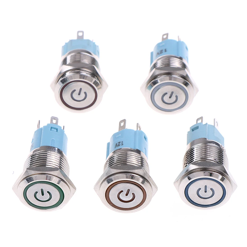 1PC 16mm Metal Annular Push Button Switch Ring Led Momentary Latching Waterproof