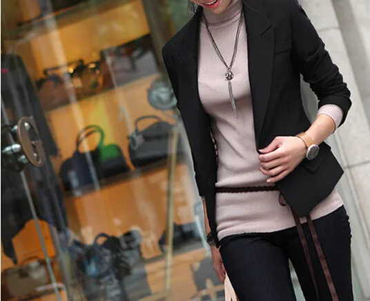Весенний Блейзер Женская рабочая одежда классический черный цвет OL с одной пуговицей Повседневный износоустойчивый фланелевый блейзер Feminino