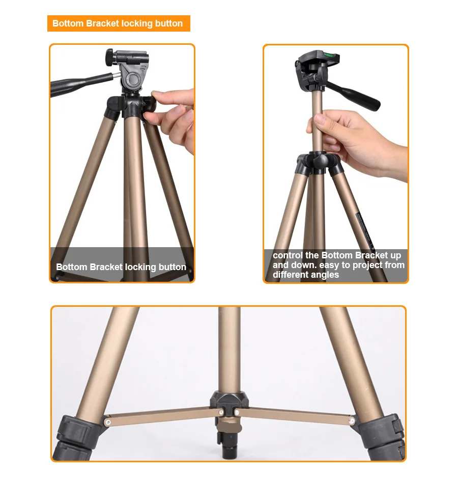 AODIAN AODIN Portable Lightweight Aluminum Alloy Projector Tripod 4 Foot Camera projector bracket Rocker Arm Carry Bag Universal-05