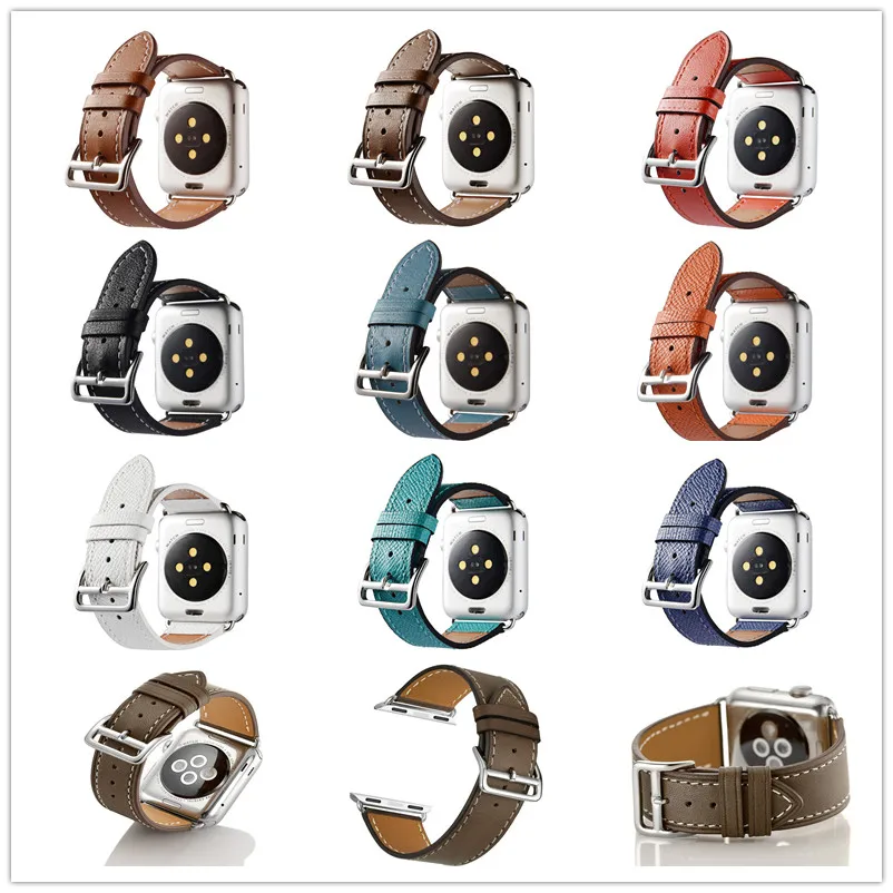

Genuine Leather Band Deployment Buckle Single Tour Strap Band for Apple Watch Series 3 / 2 / 1 42MM 38MM