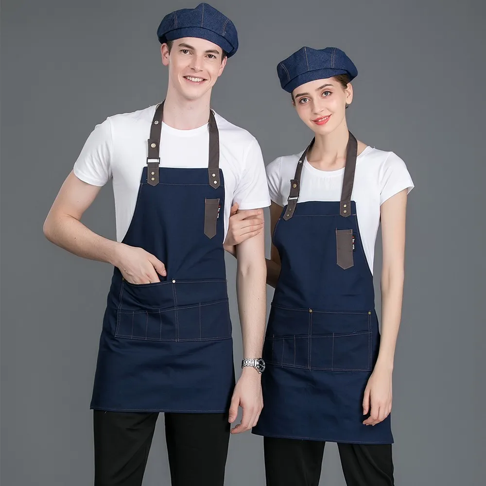 

Adjustable Canvas Halter Neck Kitchen Cooking Antifouling Uniform Restaurant Hotel Bakery Shop Barber Shop Waiter Pinafore