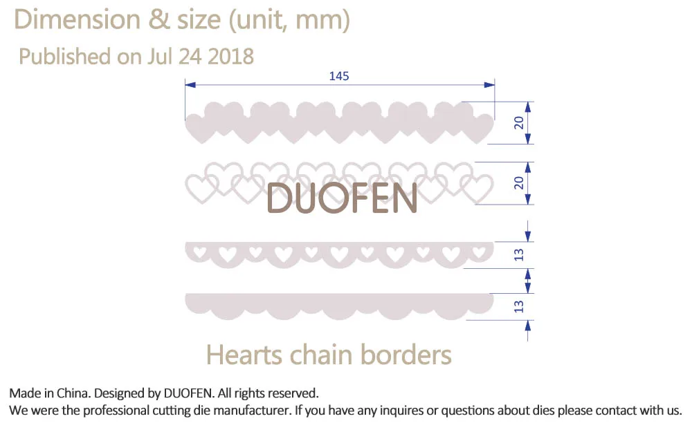 DUOFEN металлические режущие штампы сердца цепи границы трафареты для DIY ремесленных проектов тиснение, скрапбукинг бумажный альбом
