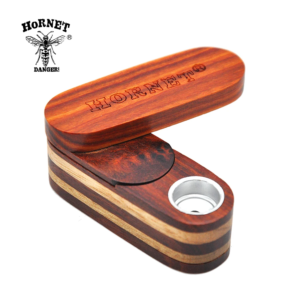 

New Arrival Sandalwood & Metal Smoking Pipe Turning Smoking Pipes Portable Metal Pipe With Tobacco Storage Groove