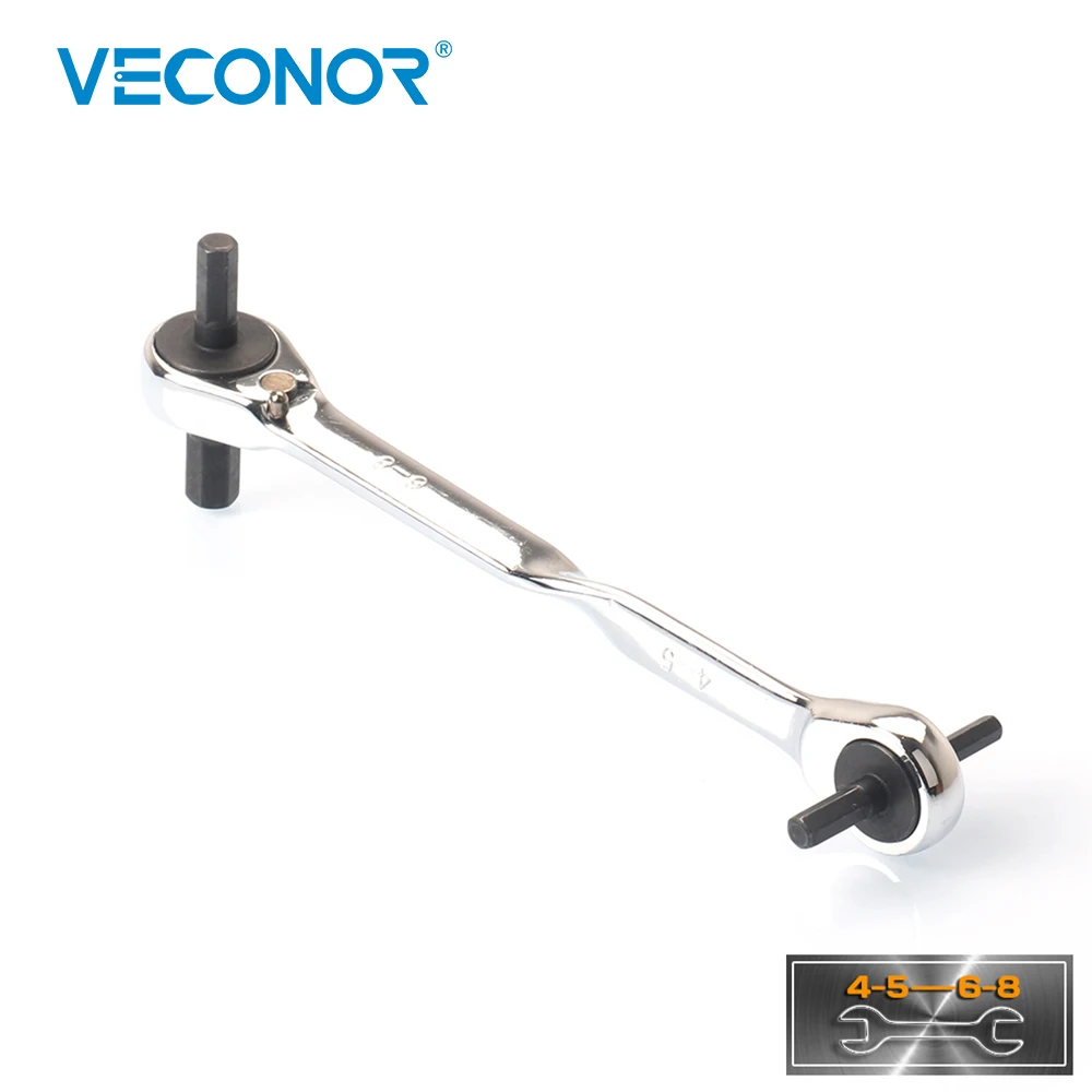 

Double Head Hex Wrench Chrome Vanadium Ratchet Allen Key 4 in 1 Ratcheting Spanner Metric 4-8mm 4-5-6-8 mm