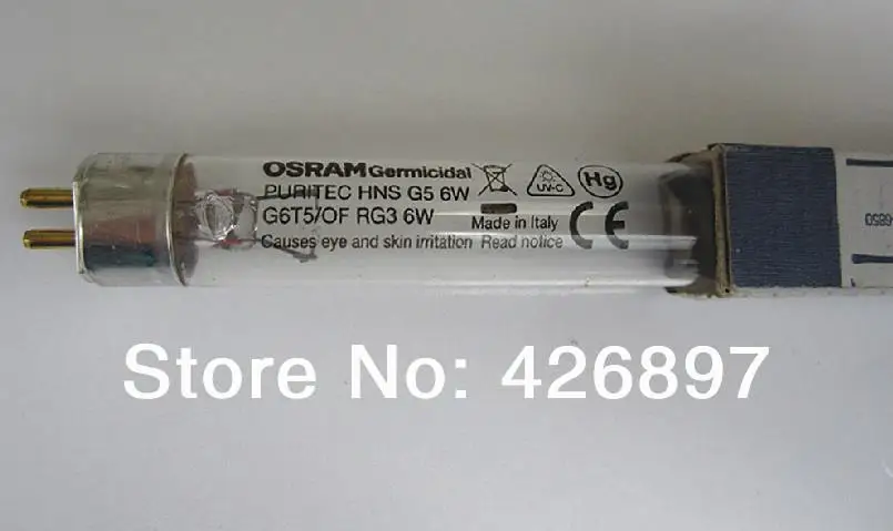 OSRAM HNS G5 6W UVC бактерицидная пуритек лампа, G6T5/из RG3, 253.7nm 254nm UV-C, вода воздух дезинфицирующий очищающий, G6 T5 6W УФ-трубка