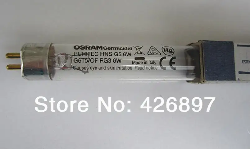 

OSRAM HNS G5 6W UVC Germicidal PURITEC lamp,G6T5/OF RG3,253.7nm 254nm UV-C,water air disinfecting purifying,G6 T5 6W UV tube