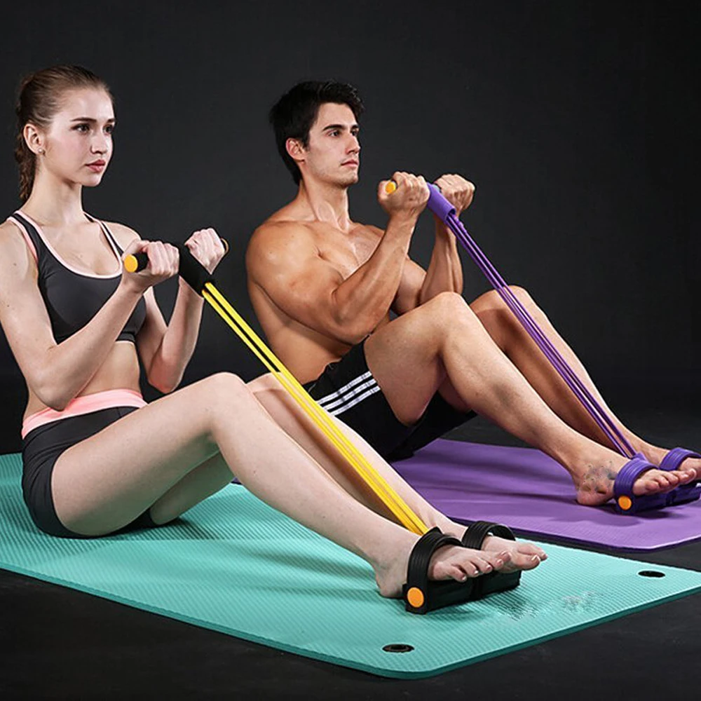 4 трубки Диапазоны сопротивления фитнес оборудование Йога бинты для тренировок резиновая педаль кольца для подтягиваний веревка обучение