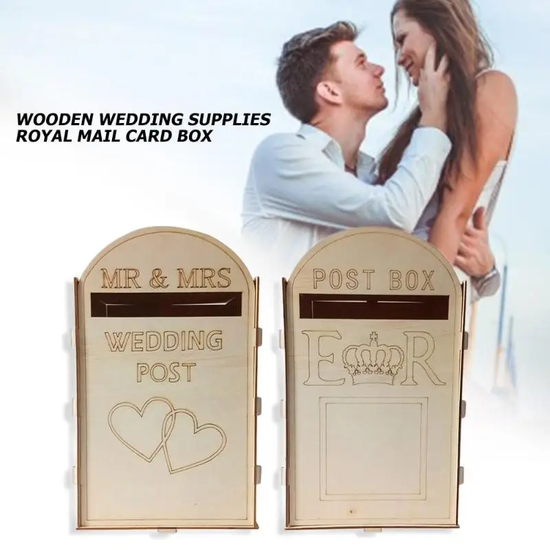 Горячие почты Стиль свадебная открытка почтовый ящик деревянный подарок именная Визитница с замком для вечерние Свадебные украшения поставки