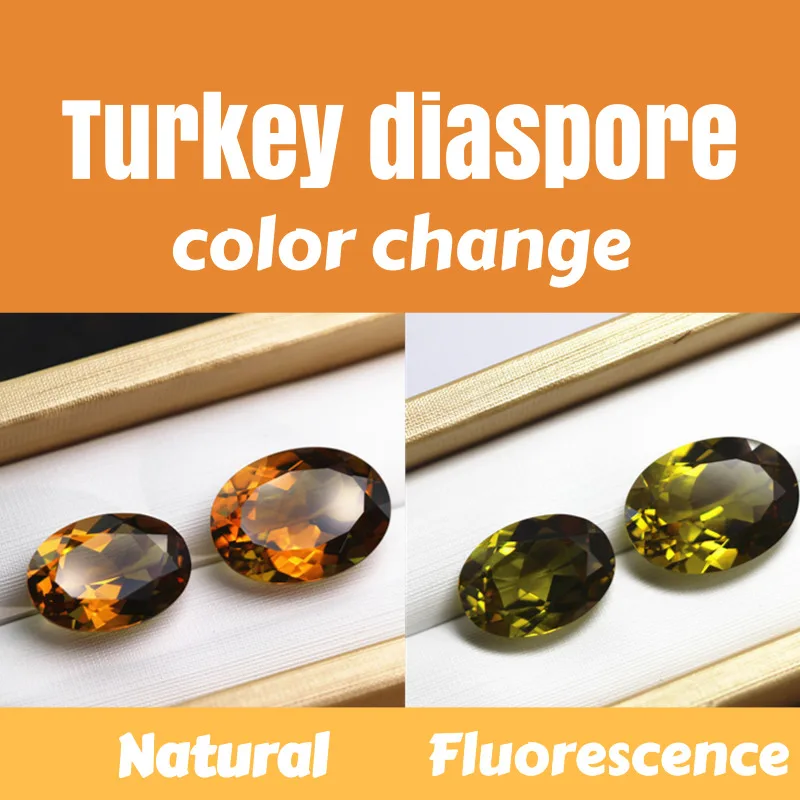 

Oval shape Alexandrite loose stone yellow change red in fluorescent light faceted created gemstone beads jewelry DIY alumoberyl