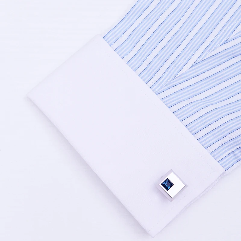 KFLK High Quality Cuff links necktie clip for tie pin for men's gift Blue Crystal tie bars cufflinks tie clip set  guests