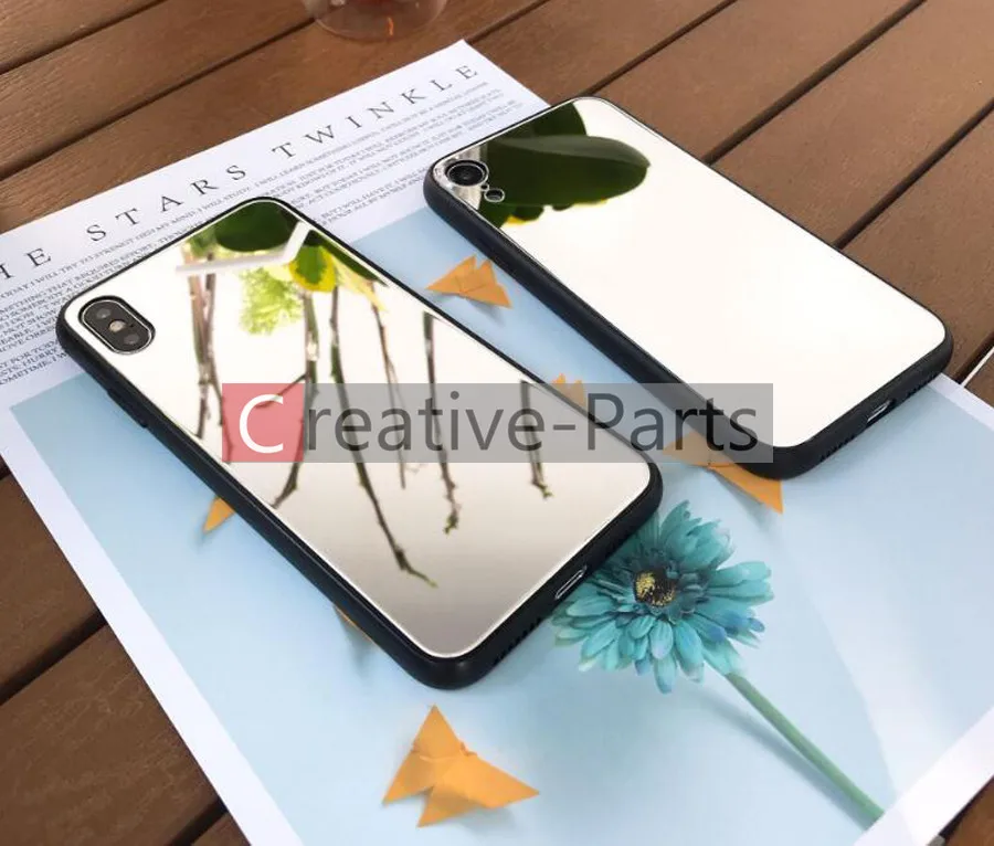 

Mirror effect Beauty in the mirror tempered glass Shockproof full protection protective case for IPHONE