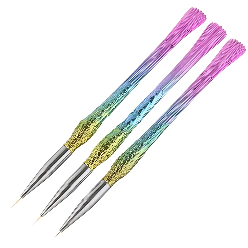 Nail Brush 7/11/13mm Acrylic Nail Art Brushes UV Gel Painting Line Mermaid Brush Nylon Hair Pen Manicure Nail Liner Tools