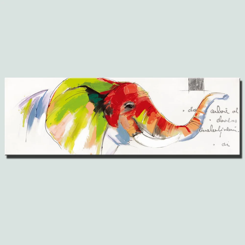 Abstract Elephant Wall Art Canvas For Kids Room Decor Large Colorful