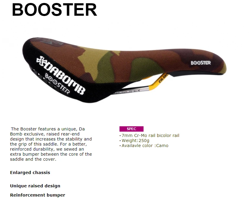 

DA BOMB BOOSTER MTB BMX Dirt Jumper bike bicycle Saddle - Camo