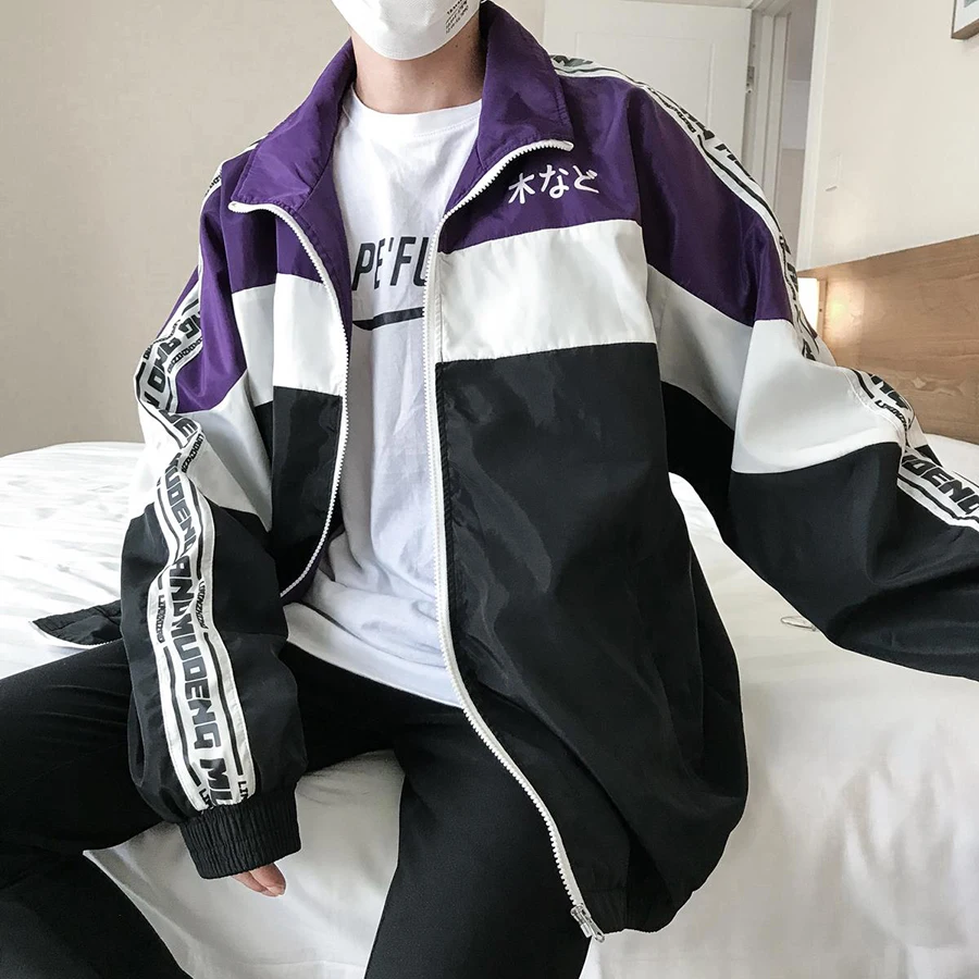 Vintage Sport Autumn Jacket Men Baseball Hip Hop Japanese Streetwear