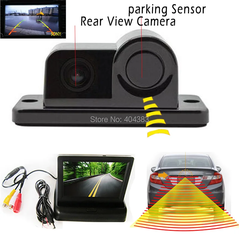 

4.3" Universal Car Rearview Mirror / foldable Monitor + Rear View Camera with Radar Sensor All-in-one Parking Assistance System