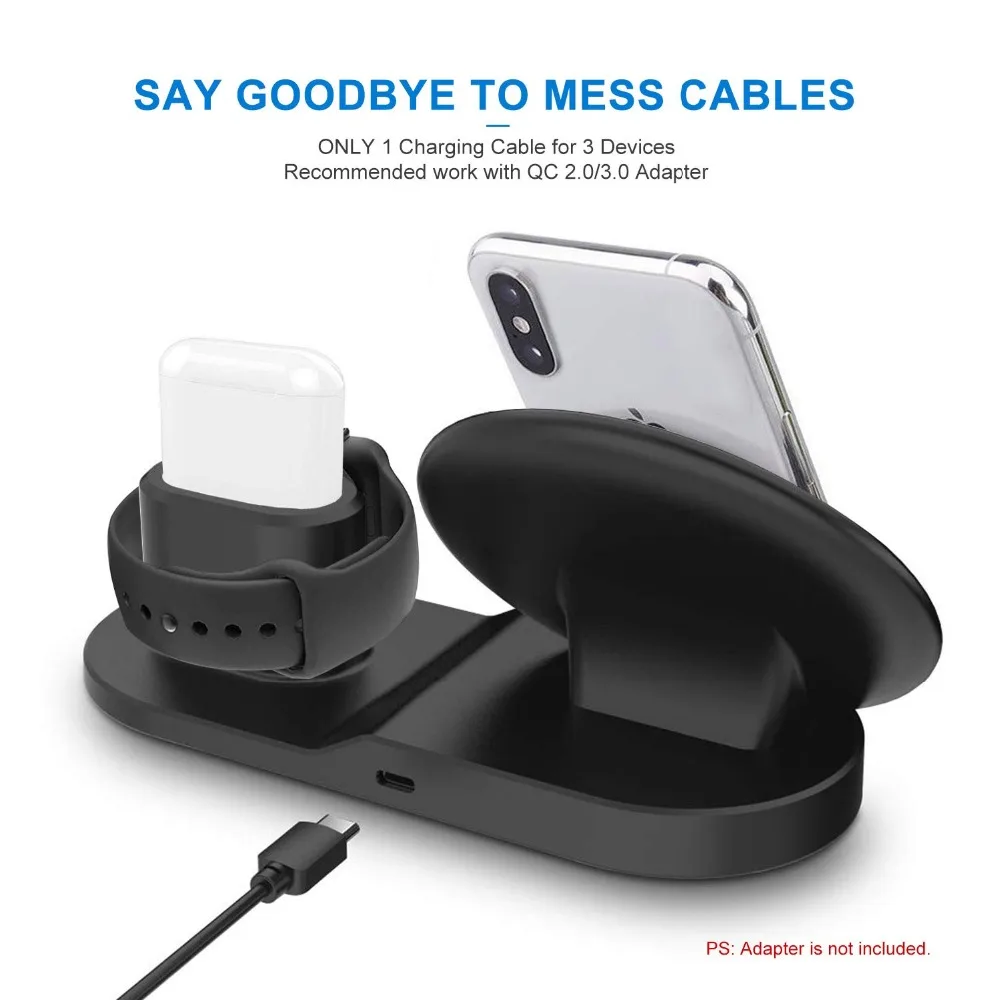 Беспроводное зарядное устройство Fdgao Qi для Apple watch 1 2 3 iPhone XS Max XR X 8 Plus AirPods Быстрая