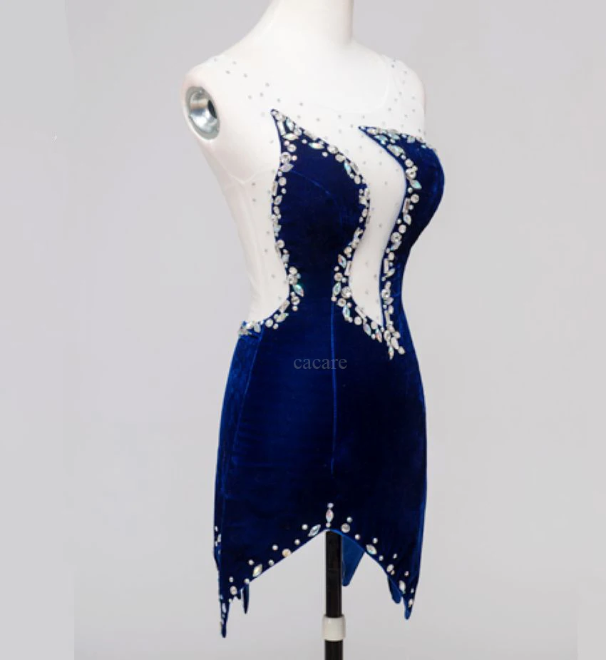 CACARE Latin Dance Dress Women Latin Dance Competition Dresses Fringed Salsa D0347 Velvet 4 Colors Rhinestones Irregular Hem CACARE Latin Dance Dress Women Latin Dance Competition Dresses Fringed Salsa D0347 Velvet 4 Colors Rhinestones Irregular Hem