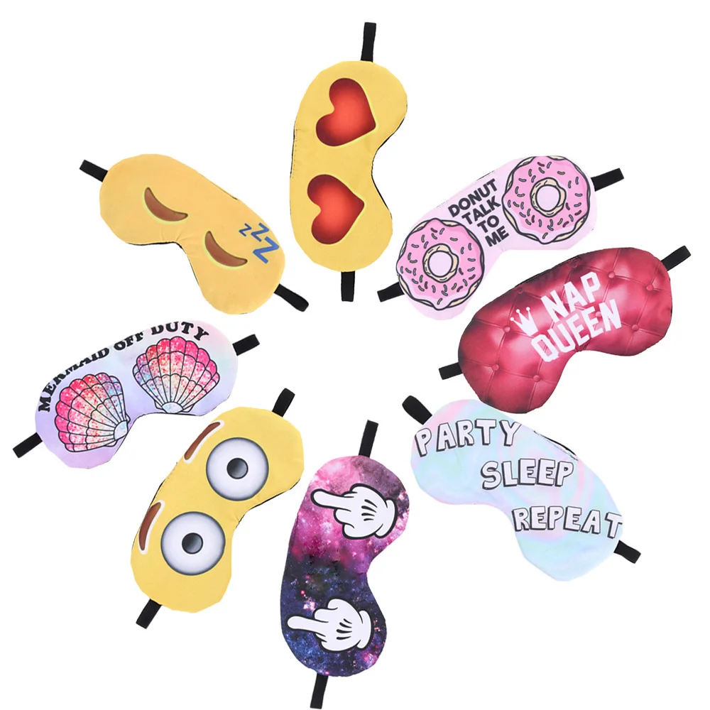 

1PC 3D Cartoon Printing Sleeping Eye Mask Letter Emoji Nap Shade Blindfold Sleep Mask Eyes Cover Sleeping Makeup Eye Care Tools