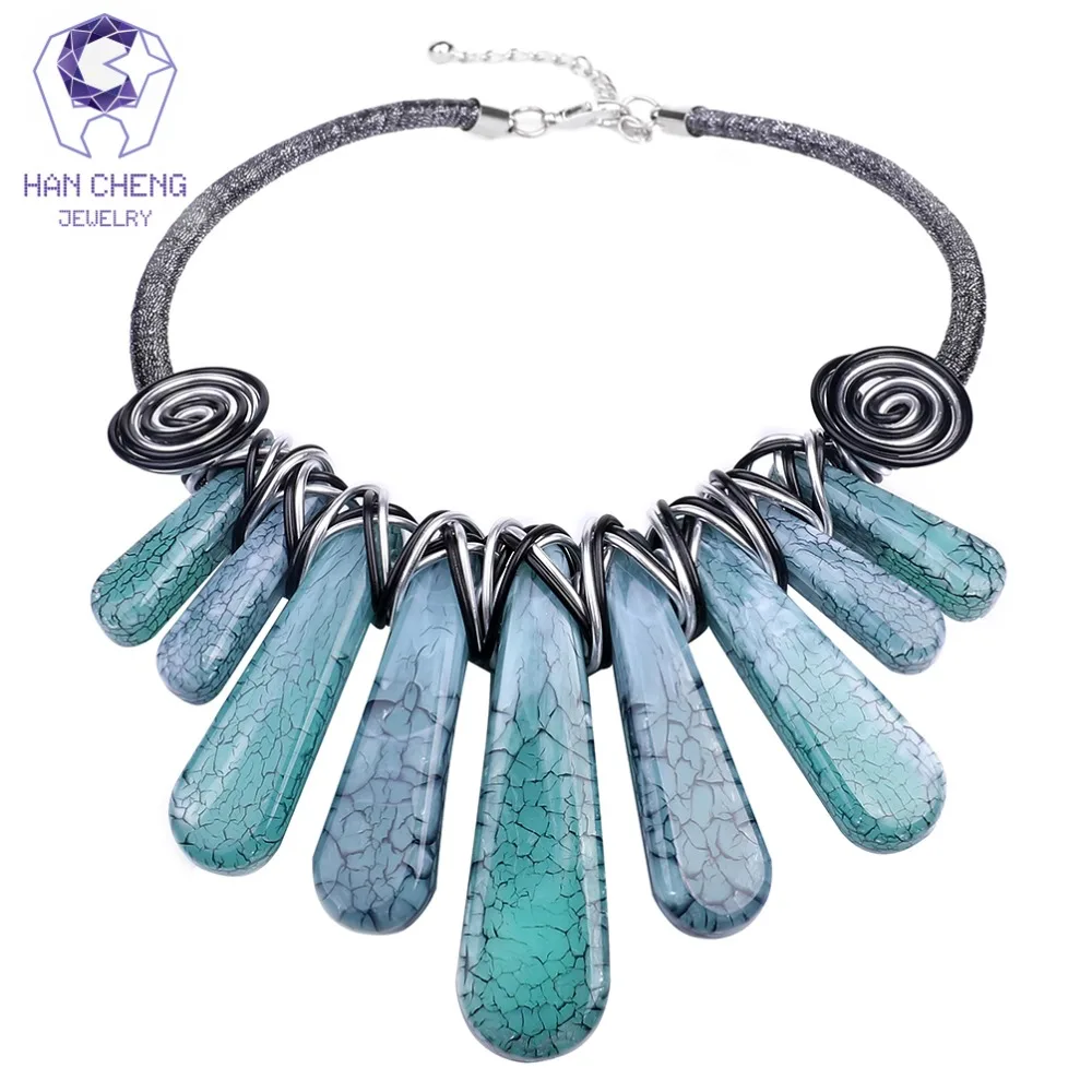 HanCheng New Fashion Handmade Wire Rope Gem Stone Crack Acrylic Resin