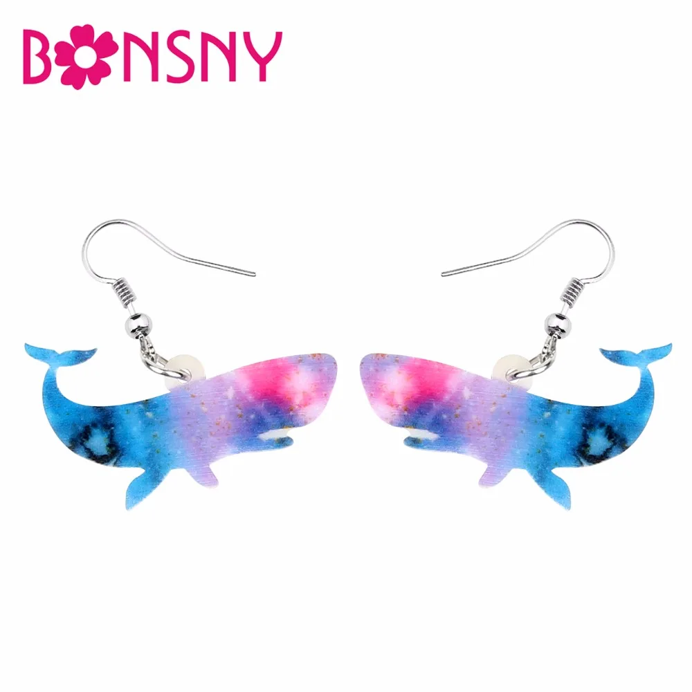 

Bonsny Acrylic Ocean Fashion Whale Earrings Big Long Dangle Drop Blue Animal Jewelry For Women Girls Lovers Party Gift Bijoux