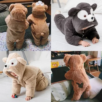 

Children's cartoon jumpsuit pajamas cute animal outfit baby clothes in winter home outfit baby clothes in winter