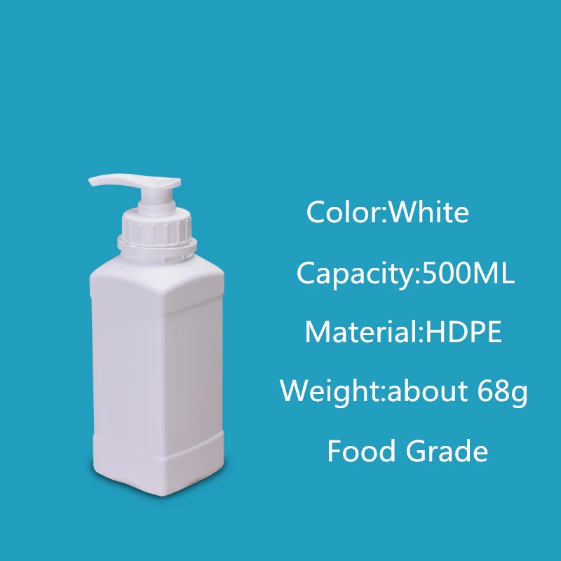 500 мл, 1000 мл квадратная пластиковая Многоразовая Бутылка косметический шампунь, лосьон, контейнер для жидкости с крышкой HDPE материал - Цвет: 500ML-square-W