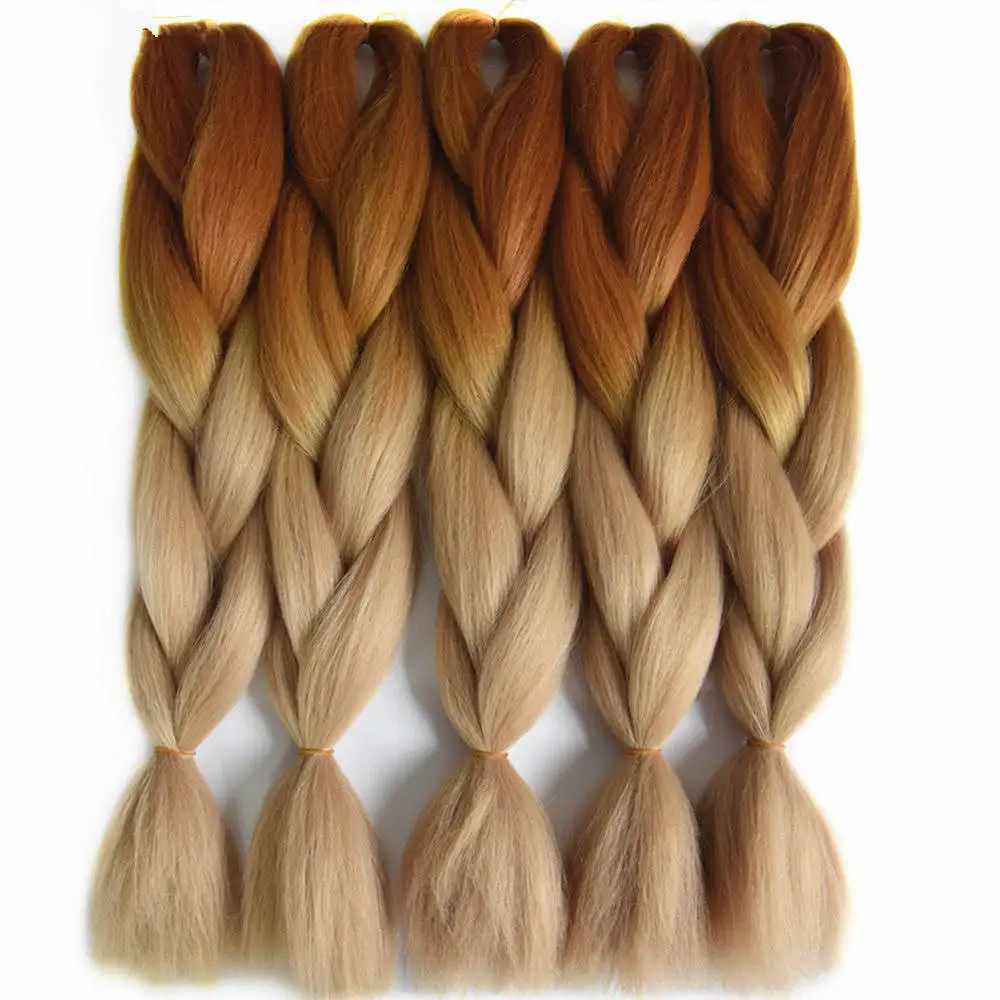 Feilimei, Омбре, зеленый цвет, вязанные крючком волосы для наращивания, синтетические вязанные косички, Омбре, огромные косички, наращивание волос - Цвет: #613