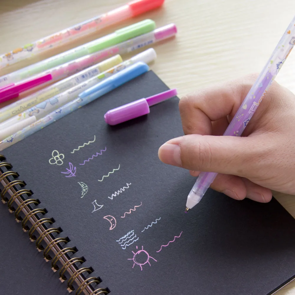 7 ピース セット蛍光ペン黒紙蛍光塗料オフィススクール用品ペン鉛筆ライティングマーカー蛍光 蛍光ペン Aliexpress