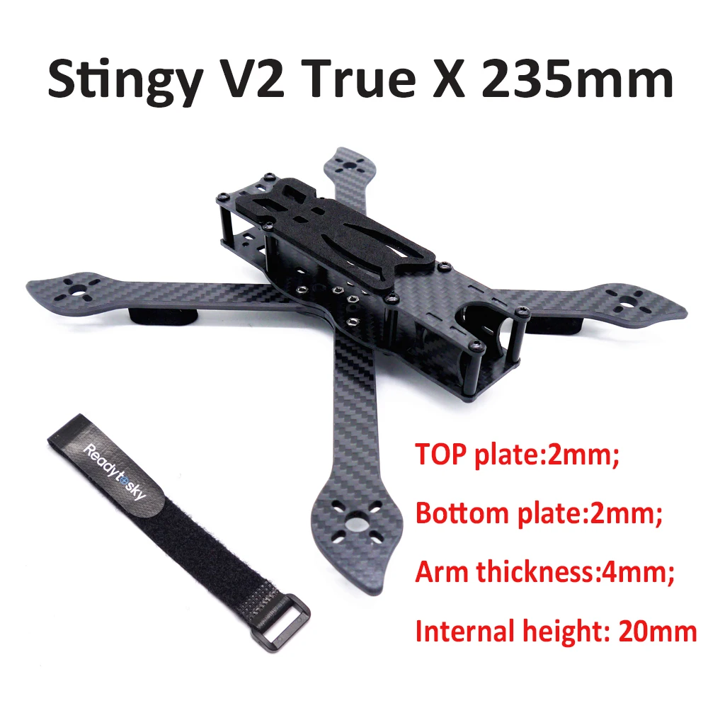 

Stingy V2 True X 5" FPV Freestyle Frame 235 235mm with 4mm arm FPV Racing Drone Quadcopter Frame Kit better Nova 235