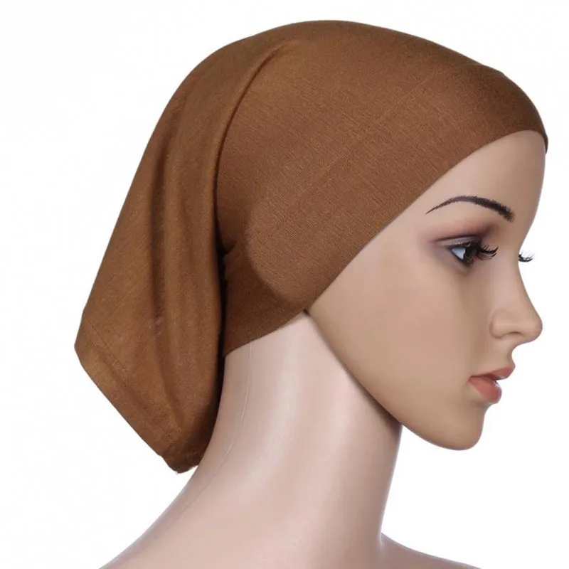 Мусульманская Абая для женщин головной хиджабы-шарфы мусульманский исламский шарф шарфы Тюрбан Хиджаб подшарф шапки шарф-хиджаб - Цвет: camel