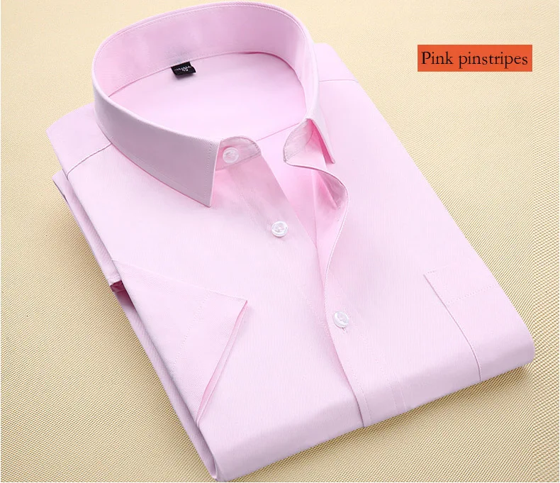 

Men'S Summer Solid Color Invisible Stripe And Solid Color Short Sleeve Shirt High Quality Fashion Men'S Formal Business Shirt