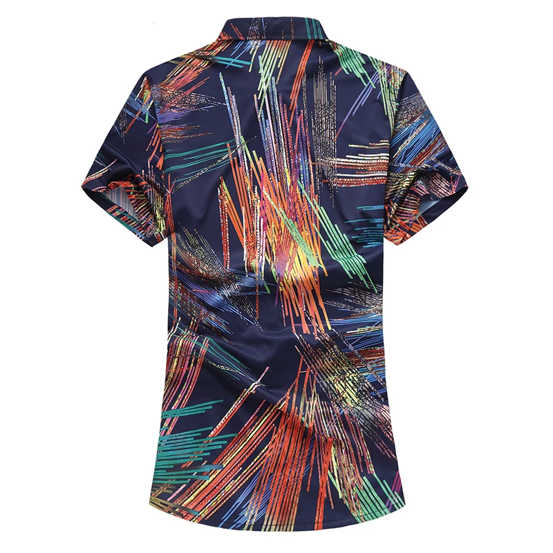 QUANBO العلامة التجارية 2018 الصيف قميص رجالي أزياء طباعة قصيرة الأكمام أعلى زائد حجم الشارع ارتداء الشباب عارضة قمصان