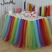 100 см x 80 см Радужная пачка из тюля, юбка для стола на заказ, Тюлевая юбка для стола в стране чудес, Свадебный день рождения, детский душ вечерние украшения