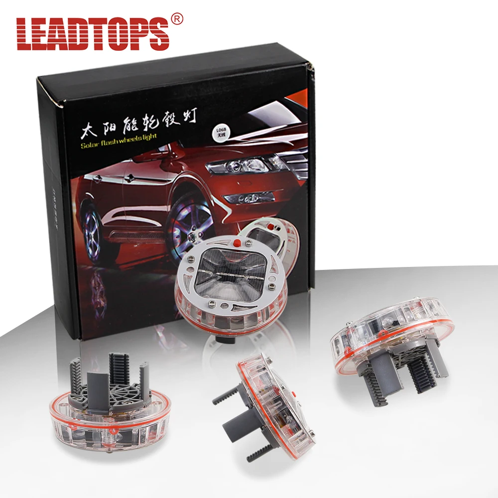 Goedkoop LEADTPS 4 stks RGB Auto Hub lamp Car Auto Solar Energiebesparende Flash Kleur Wheer Licht Decor Decoratie CJ